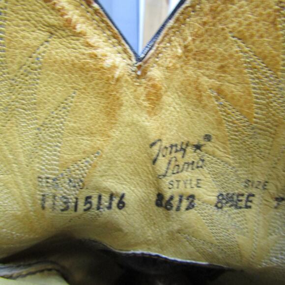 TONY LAMA Mens Size 8.5 EE Black Leather Cowboy Western Boots main image 8